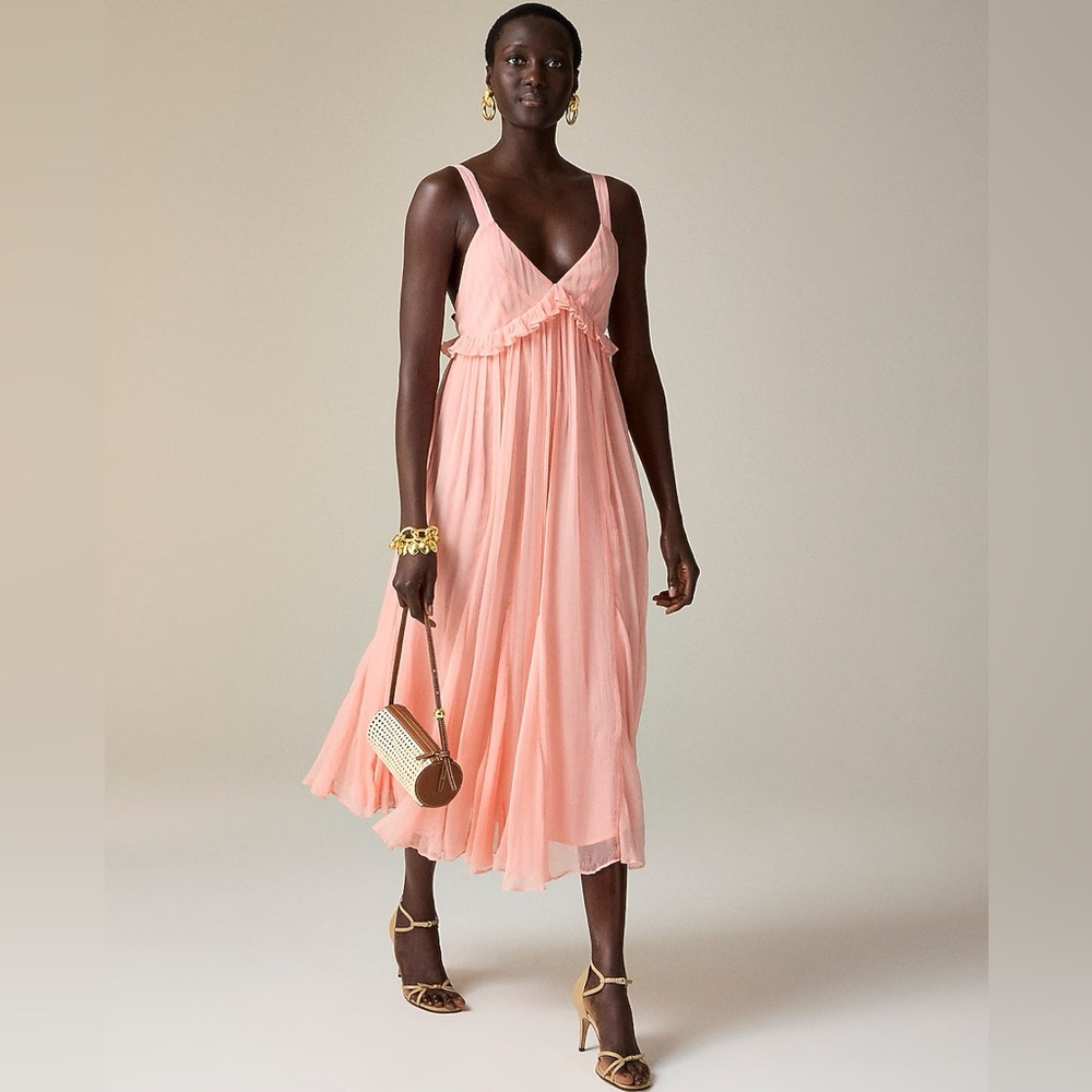 J. Crew - Collection Ruffle-Trim Midi Dress in Crinkle Cupro